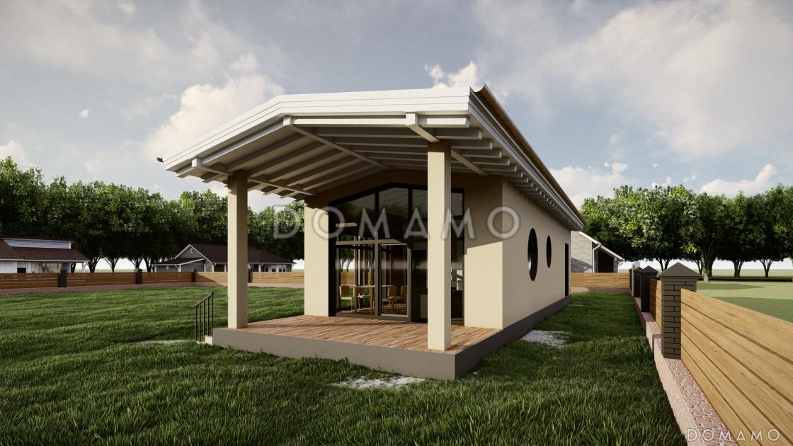 Проект бани с большой комнатой отдыха и крытой террасой / 3