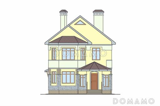 Проект небольшого кирпичного дома с выразительным обликом главного фасада / Фасад 1