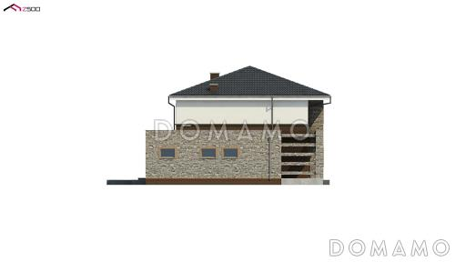 Проект двухэтажного дома с подвалом, гаражом, двумя спальнями на первом этаже, мастер-спальней на втором этаже / Фасад 2