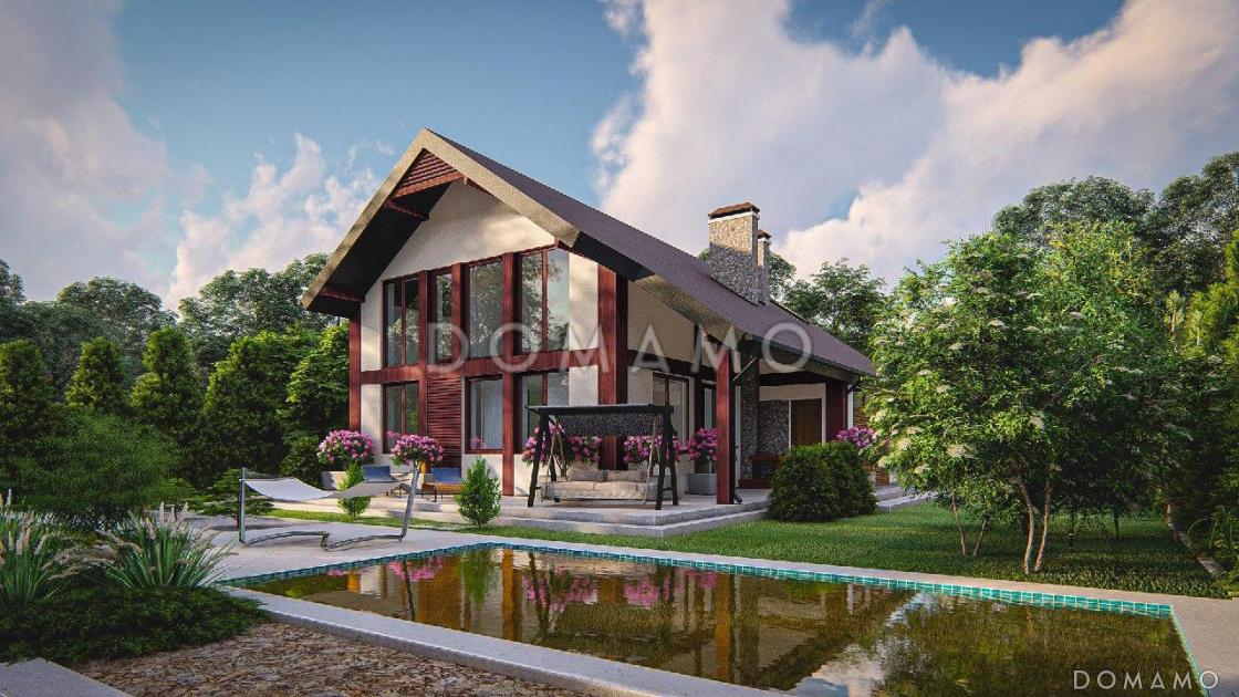 Проект дома с мансардой, террасой, кабинетом, кладовой, вторым светом, мастер-спальней / 3