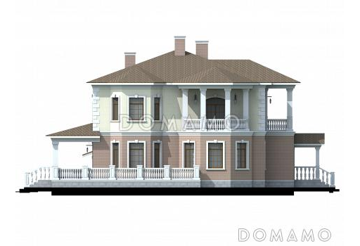 Проект солидного двухэтажного коттеджа с гаражом / Фасад 4