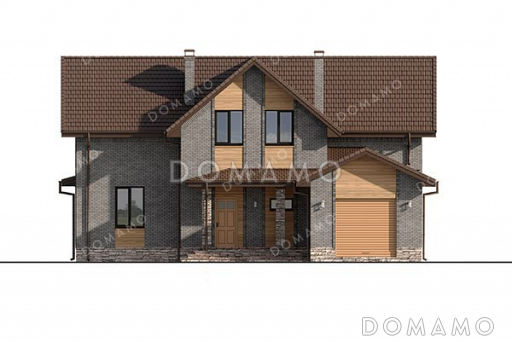 Проект дома с мансардой и большой террасой / Фасад 4