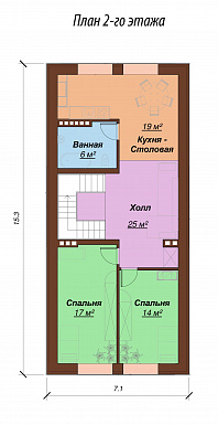 Проект дома с гаражом на два автомобиля / План мансардного этажа Проект дома с гаражом на два автомобиля / План мансардного этажа