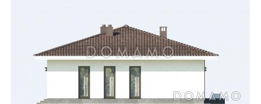 Проект одноэтажного дома из СИП панелей с тремя спальнями и крытой террасой / Фасад 3