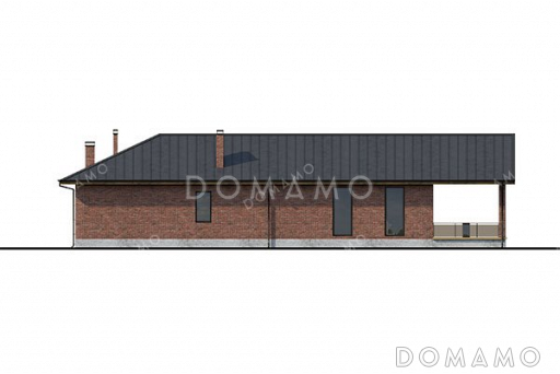 Проект одноэтажного дома с сауной и террасой / Фасад 4 Проект одноэтажного дома с сауной и террасой / Фасад 4