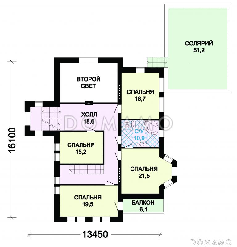 Проект кирпичного дома с пристроенным большим гаражом / План 2 этажа