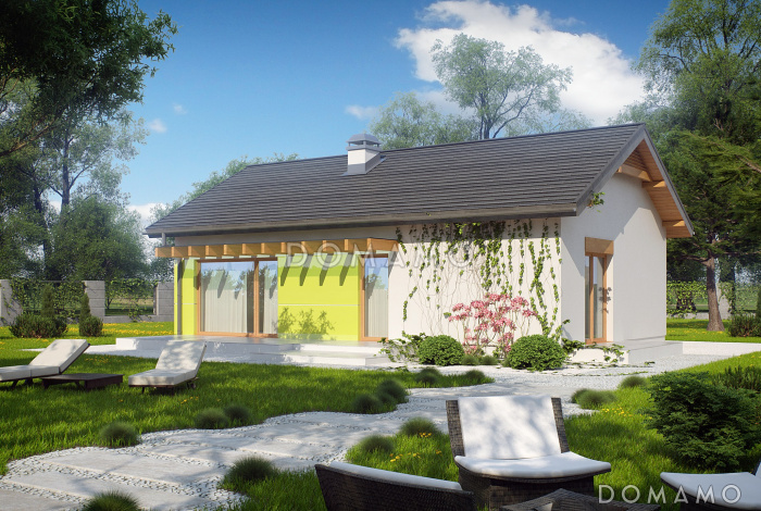 Проект компактного одноэтажного дома из газобетона с современными элементами экстерьера Проект компактного одноэтажного дома из газобетона с современными элементами экстерьера