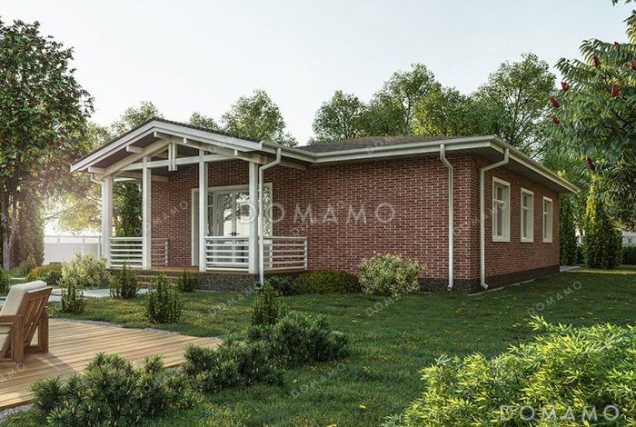 Проект одноэтажного дома с просторной террасой  Проект одноэтажного дома с просторной террасой