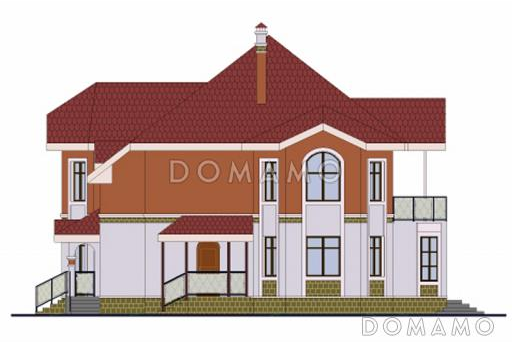 Проект кирпичного дома с арочными окнами / Фасад 2