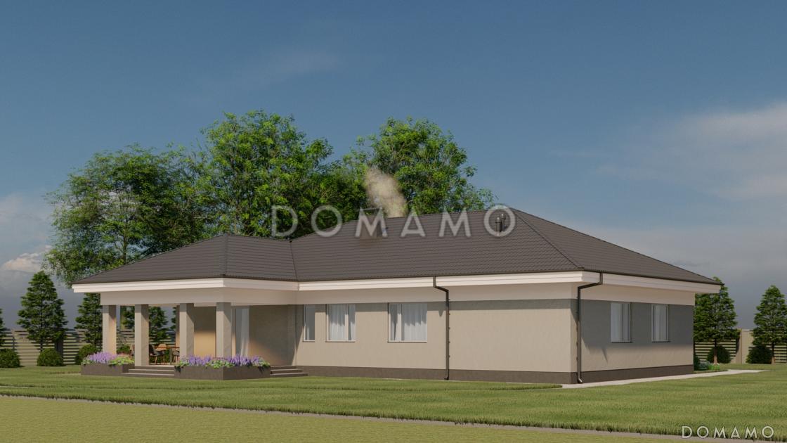 Проект одноэтажного газобетонного дома с цветочной террасой и просторной кухней-гостиной / 6