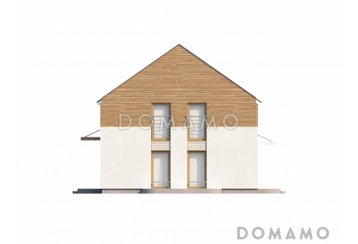 Проект удобного простого двухэтажного коттеджа из кирпича с кабинетом и просторной гостиной / Фасад 4