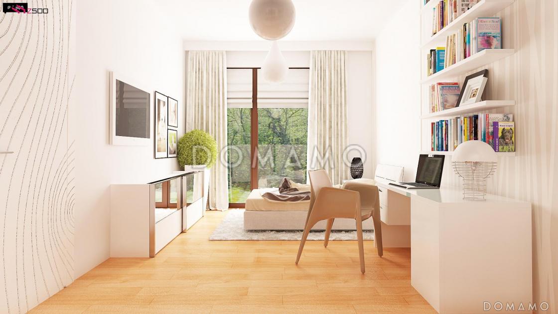 Проект одноэтажного просторного дома из газобетона с крытой террасой, эркером и гаражом для двух автомобилей  / 8