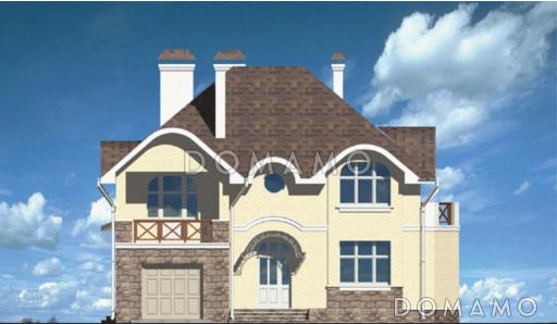 Проект дома из кирпича с гаражом для одной машины / Фасад 2