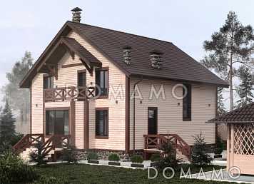 Проект деревянного дома с 3 спальнями и кабинетом на мансарде, гостевой комнатой и просторной дневной зоной Проект деревянного дома с 3 спальнями и кабинетом на мансарде, гостевой комнатой и просторной дневной зоной