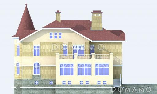 Проект кирпичного дома с гаражом на цокольном этаже / Фасад 3