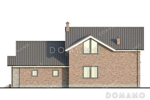 Проект загородного дома с 3 спальнями, изолированной кухней, гаражом на 2 машины и мастерской / Фасад 4