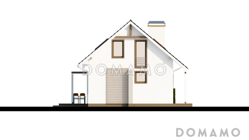 Проект компактного одноэтажного мансардного дома из газобетона с кабинетом на первом этаже и тремя спальнями на мансарде / Фасад 4