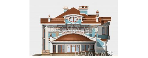 Проект жилого дома с большим бассейном с выходом на террасу / Фасад 1