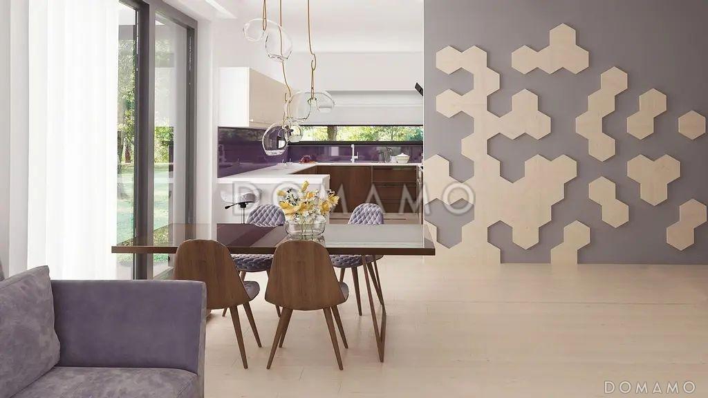 Проект кирпичного дома с террасой, окнами в пол и большой гостиной / 13