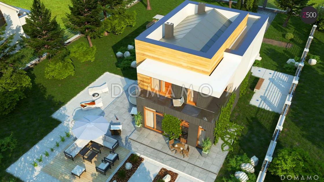 Проект двухэтажного дома из газобетона в стиле кубизм с балконом / 6