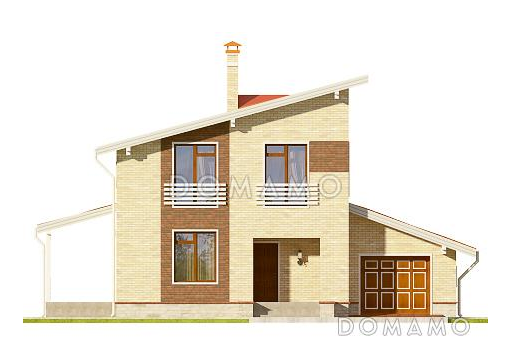 Коттедж из газобетона с гаражом на одну машину / Фасад 4