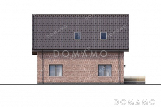 Проект одноэтажного дома с мансардой, большой террасой и гаражом / Фасад 1