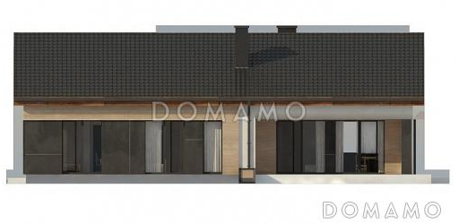 Проект комфортного одноэтажного дома из кирпича с четырьмя спальнями / Фасад 4