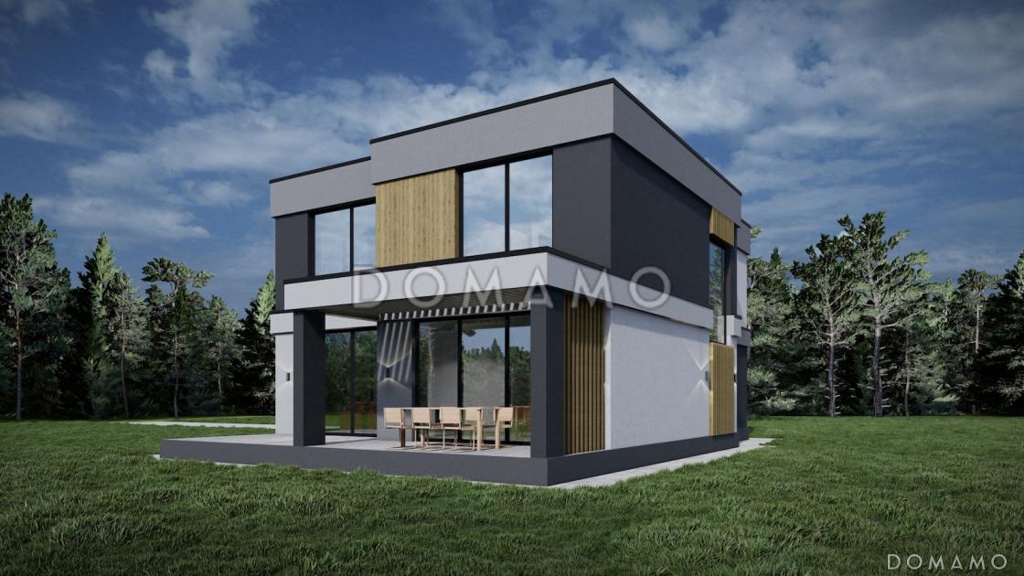 Проект дома с панорамным остеклением на обоих этажах, с 4 спальнями и крытой террасой / 3
