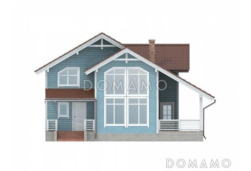 Проект каркасного дома со вторым светом и маленькой сауной / Фасад 1