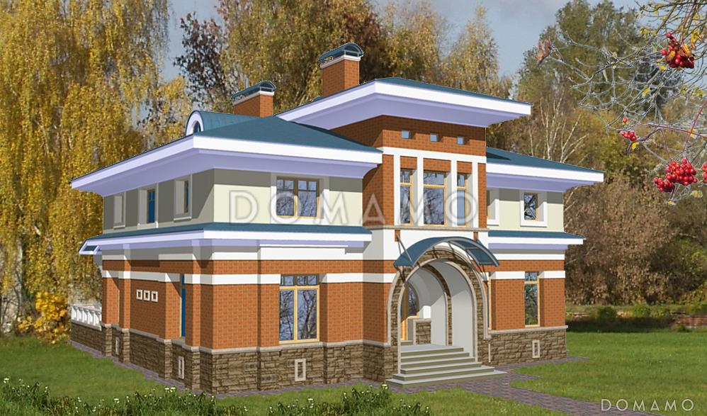 Проект двухэтажного коттеджа с террасой / 1