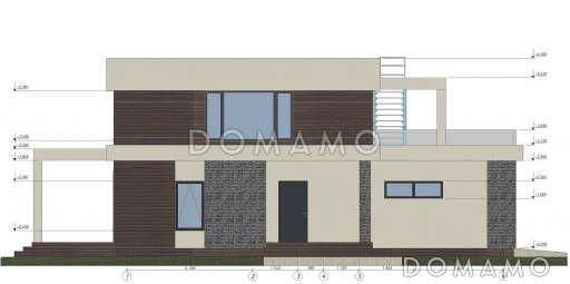 Проект загородного дома с плоской кровлей в стиле хай-тек S-228 / Фасад 1