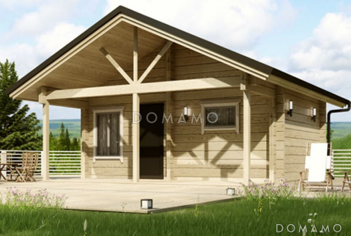 Проект бани из клееного бруса с крытой террасой Проект бани из клееного бруса с крытой террасой