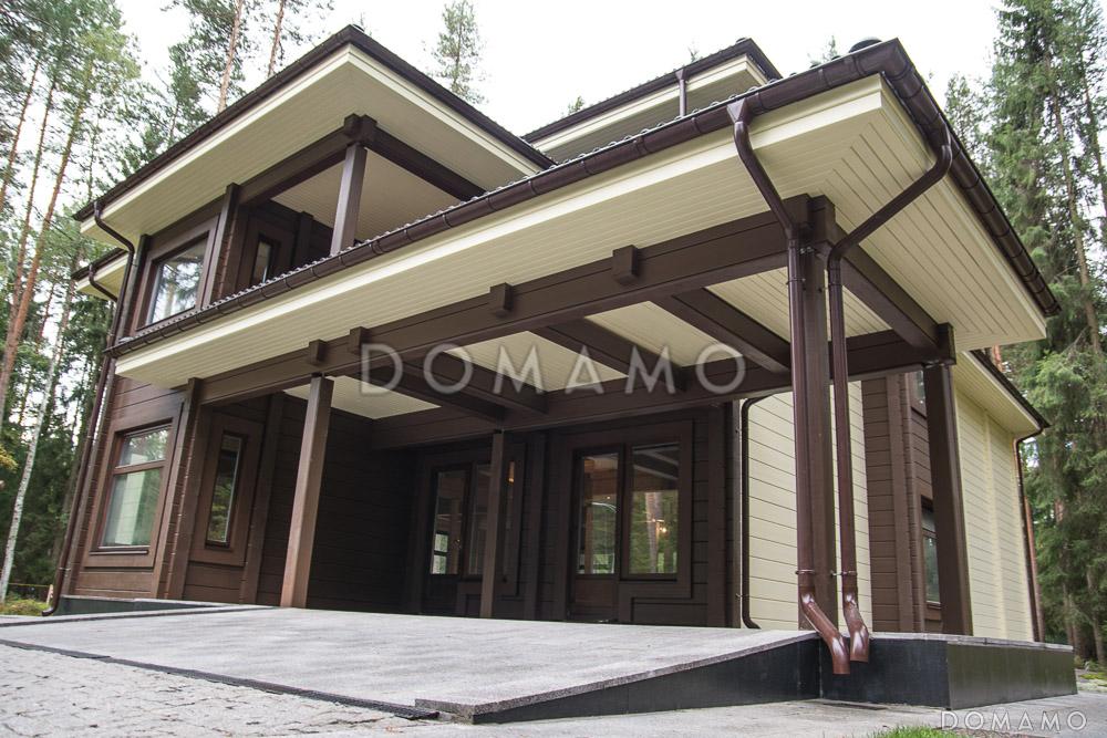 Проект двухэтажного дома из клееного бруса с парной и навесом для авто / 3