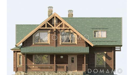 Проект деревянного дома из оцилиндрованного бревна / Фасад 1