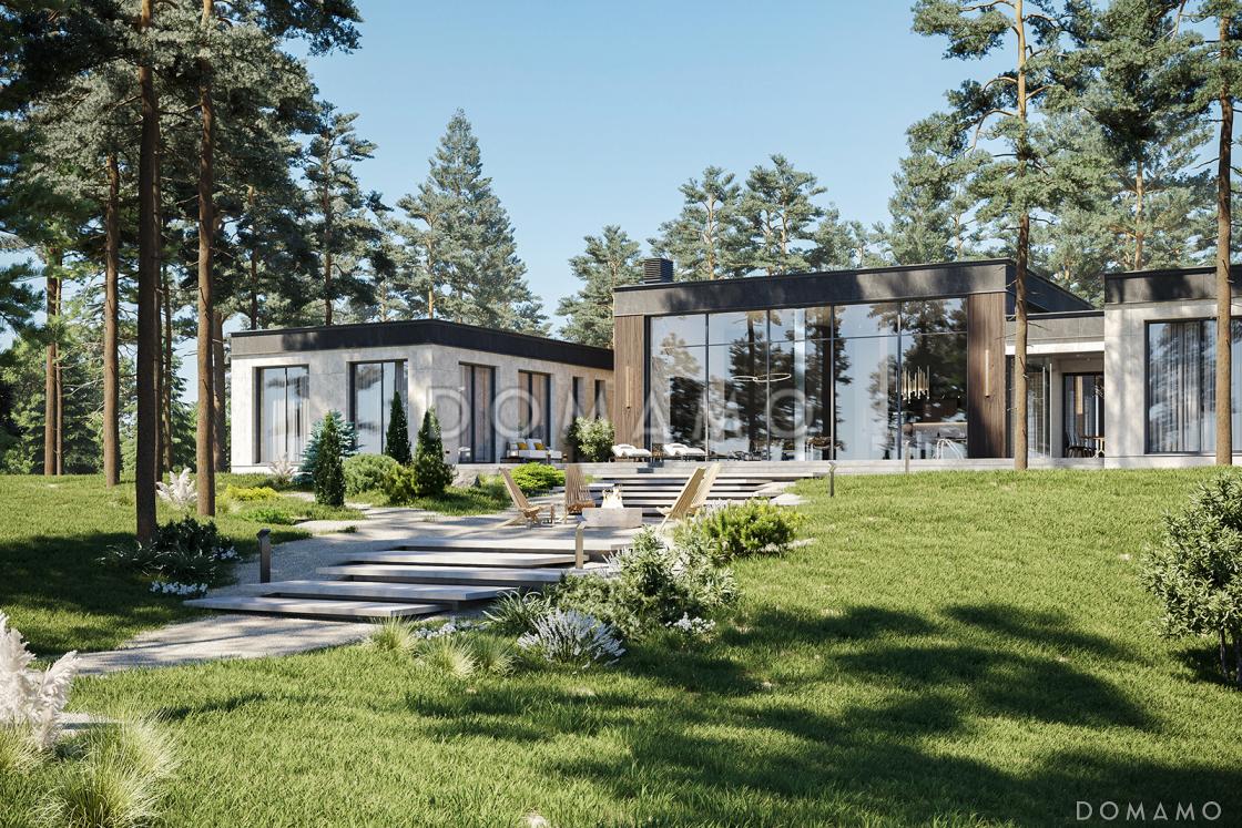 Проект одноэтажного дома из газобетона с 4 спальнями, кабинетом, зоной отдыха и бассейном / 9