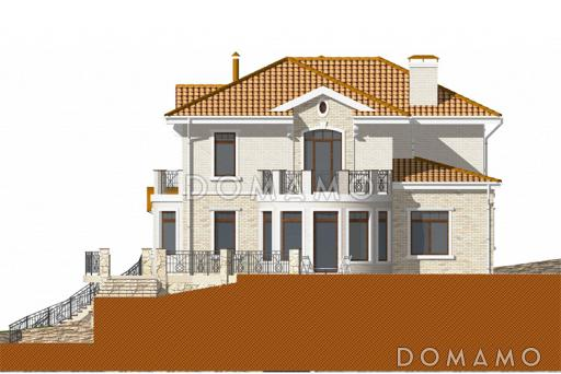 Проект дома из газобетона для неровных участков / Фасад 2