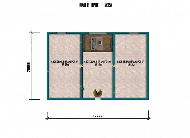 Проект большого одноэтажного дома с мансардой и гаражом на два автомобиля / План мансардного этажа
