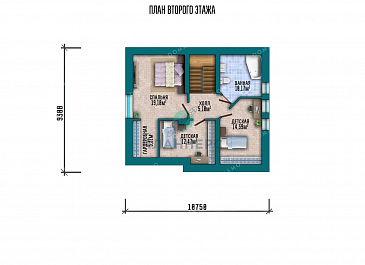 Проект одноэтажного дома с мансардой, большой террасой и гаражом / План мансардного этажа Проект одноэтажного дома с мансардой, большой террасой и гаражом / План мансардного этажа