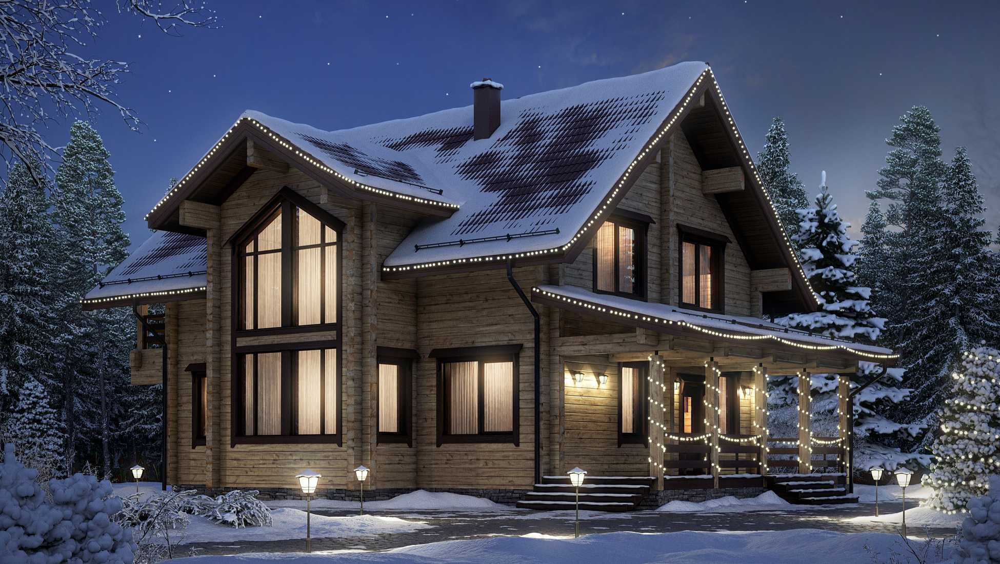 Проект дома из бруса с небольшой кухней