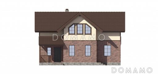 Проект дома с просторной гостиной и холлом на втором этаже / Входной фасад