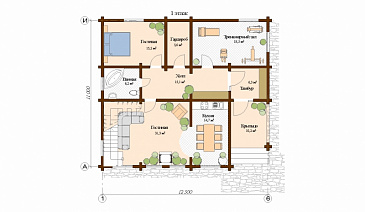 Проект дома с двумя спальнями / План 1 этажа Проект дома с двумя спальнями / План 1 этажа