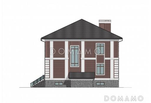 Проект трехуровневого дома с 3 спальнями, балконом и большим подвалом / Фасад 1