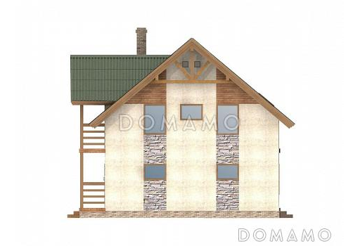 Проект каркасного дома с двумя балконами на мансардном этаже / Фасад 2