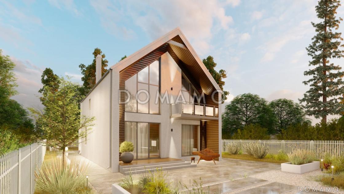 Проект двухэтажного дома с тремя спальными комнатами, балконом и сауной / 3