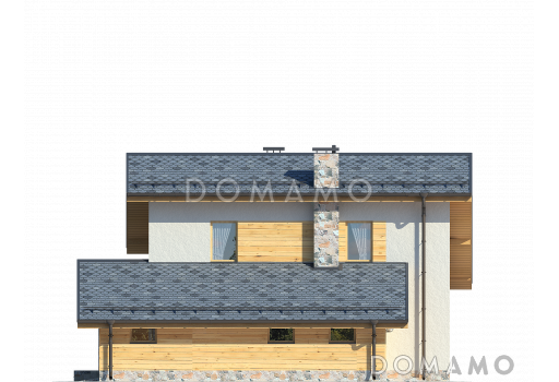 Проект дома из газобетона с небольшой крытой террасой / Фасад 4