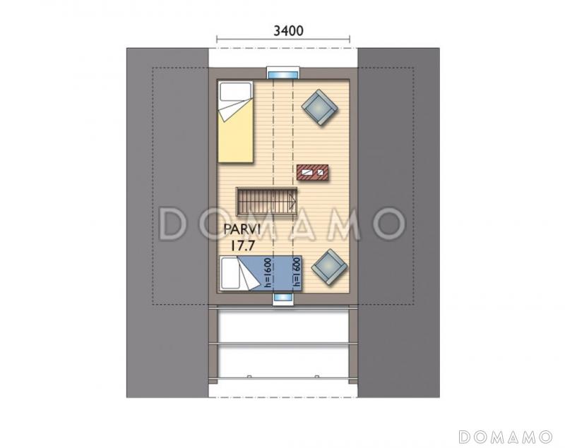 Проект каркасной сауны с мансардой / План мансардного этажа