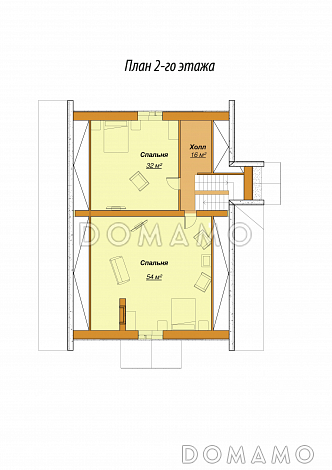 Проект одноэтажного дома с цокольным и мансардным этажами / План мансардного этажа