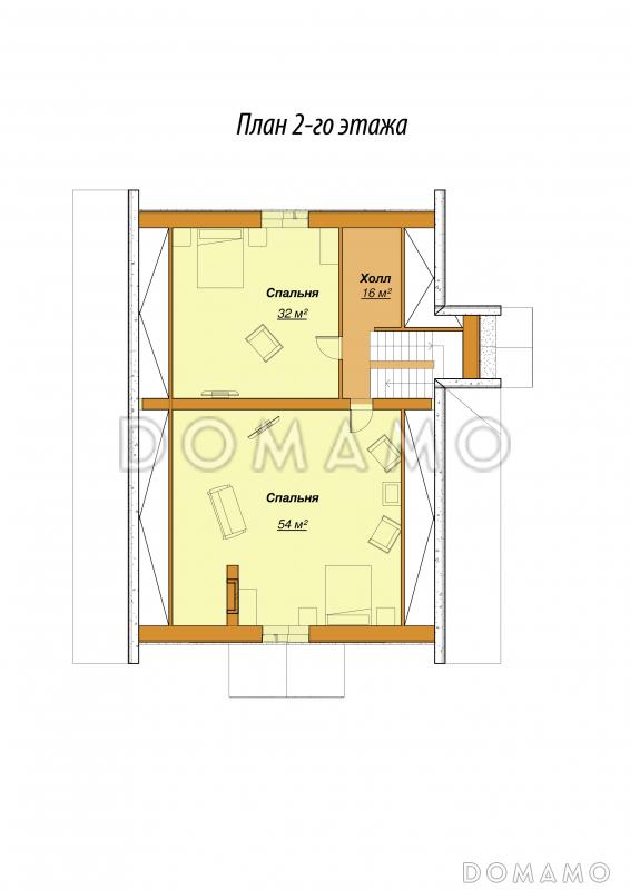 Проект одноэтажного дома с цокольным и мансардным этажами / План мансардного этажа