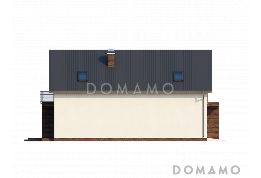 Проект одноэтажного дома из кирпича с мансардным этажом и встроенным гаражом / Фасад 3