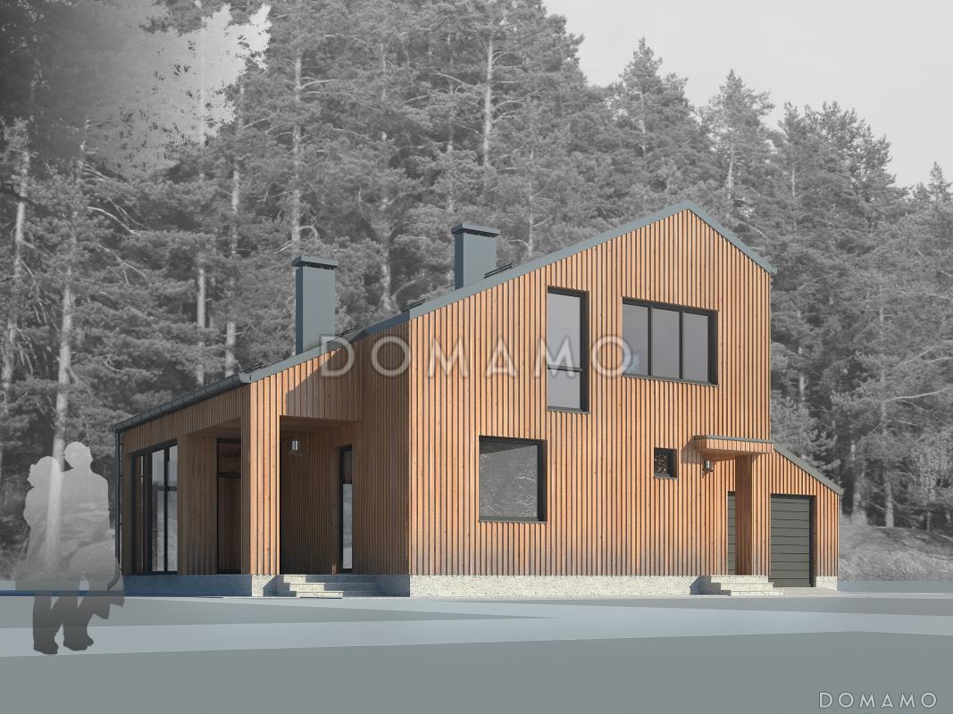 Проект дома из пеноблоков с террасой и гаражом / 2